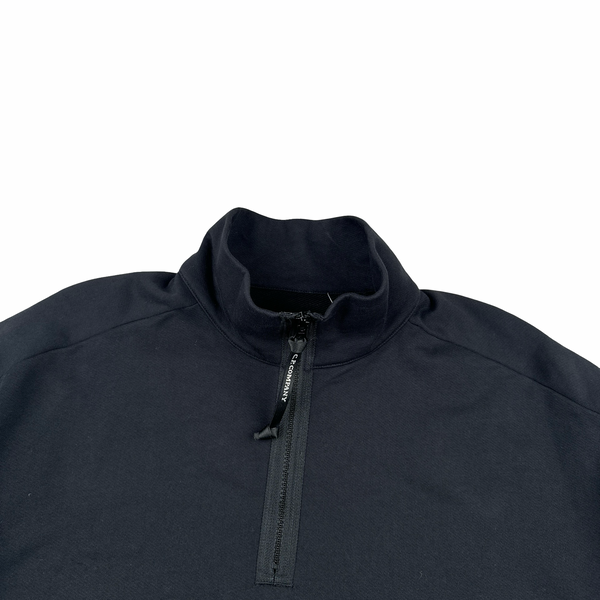 CP Company Cotton Lens View Quarter Zip Black Jumper - XXL