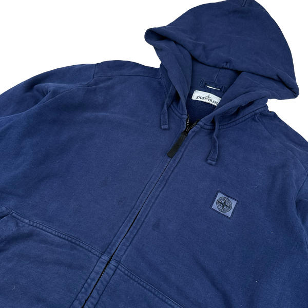 Stone Island 2014 Navy Zipped Patch Hoodie - 3XL