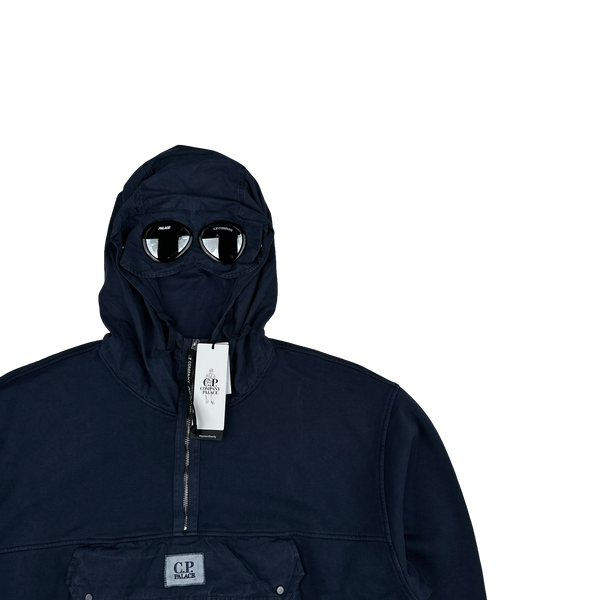 CP Company x Palace Navy Spellout Goggle Hoodie - XL