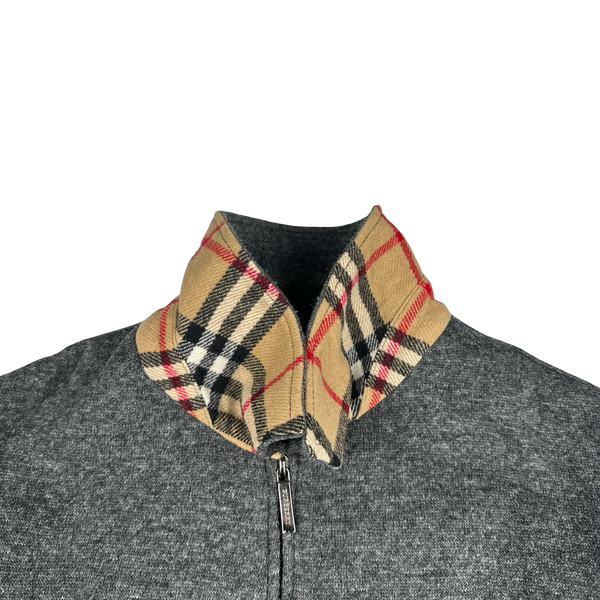 Burberry Grey Wool Nova Check Collar Lined Jacket - XL