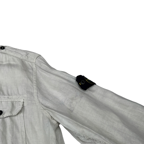 Stone Island 2015 White Linen Buttoned Shirt - Large
