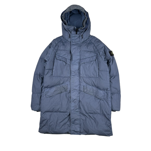 Stone Island 2022 Blue Garment Dyed Crinkle Reps R-NY Down TC Puffer - Small