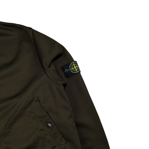 Stone Island Vintage 2004 Khaki Poly Ribbed Zipped Track Top - Large