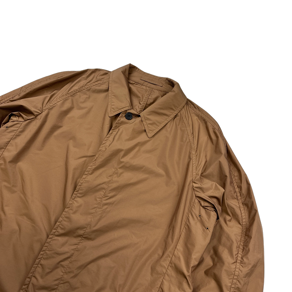 Aquascutum Orange Checked Collared Nylon Trench Coat - Large