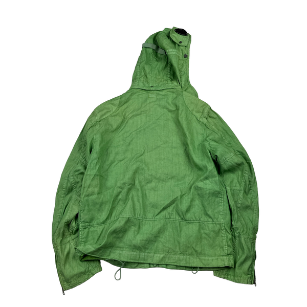 CP Company Green Lino Flax Cotton La Mille Goggle Jacket - XL
