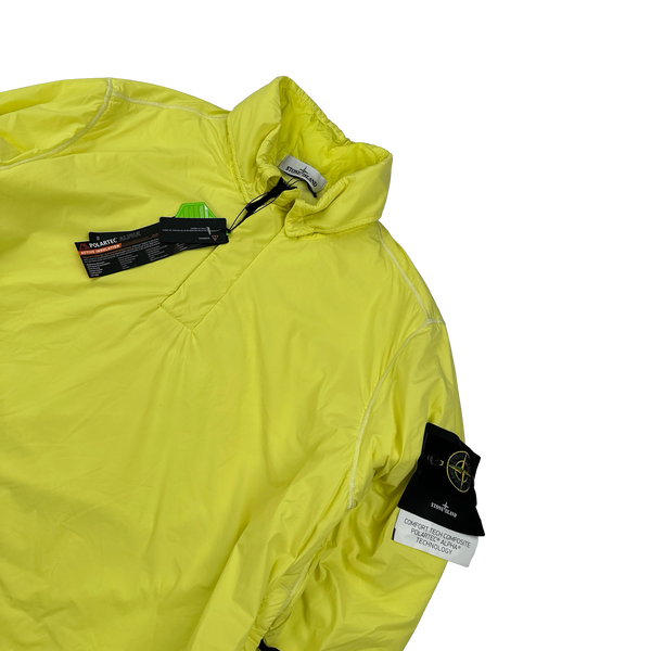 Stone Island 2022 Neon Yellow Comfort Tech Composite Polartec Pullover - Large