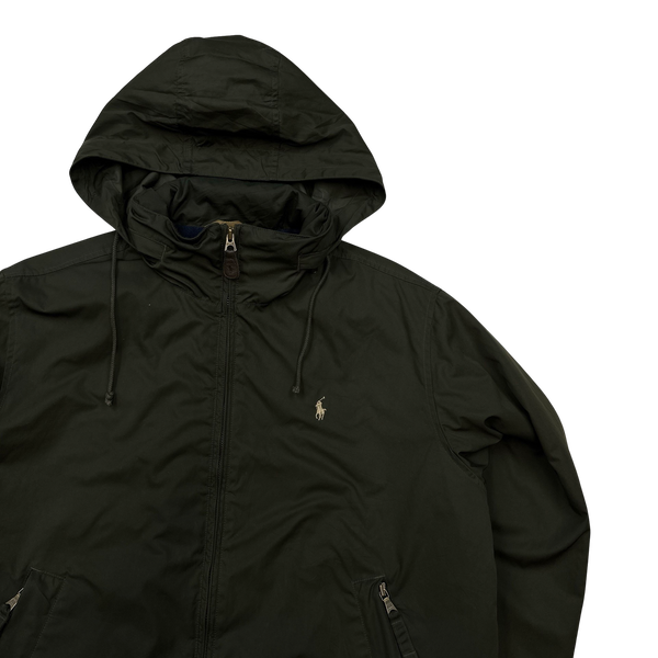 Ralph Lauren Dark Green Fleece Lined Windbreaker Jacket - Medium