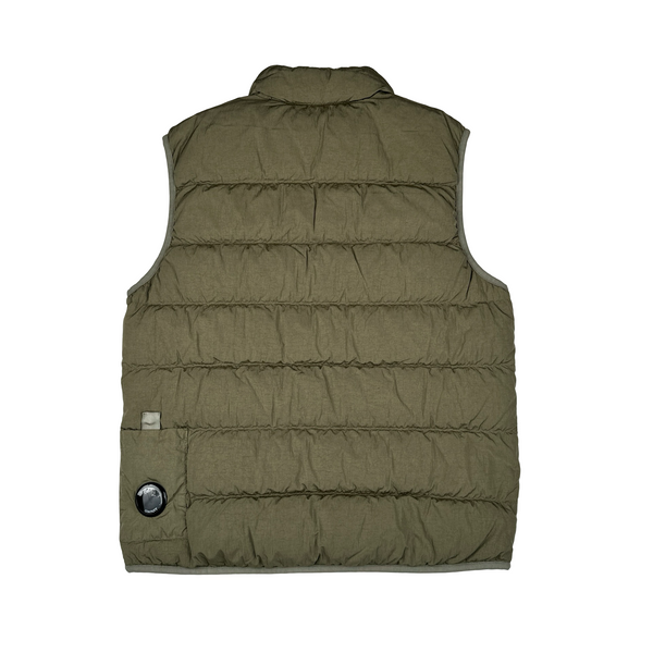 CP Company Khaki ECO CHROME-R Down Filled Puffer Gilet Jacket - Medium