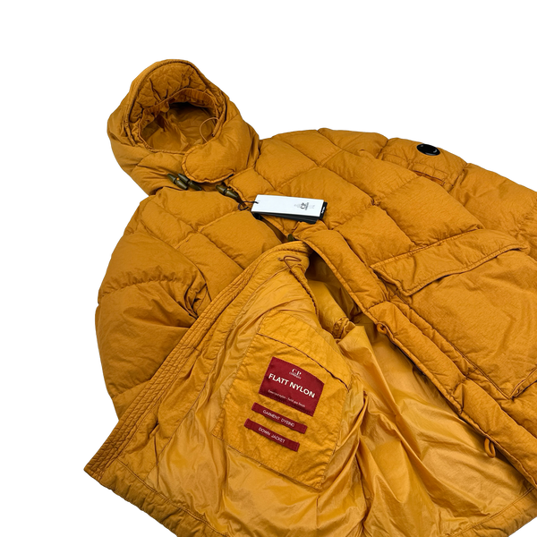 CP Company Orange Flatt Nylon Down Filled Lens Viewer Puffer Jacket - Small