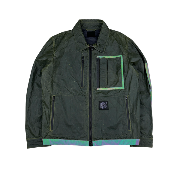 Plurimus Green Reflective Rubber Coated Zipped Overshirt - Large