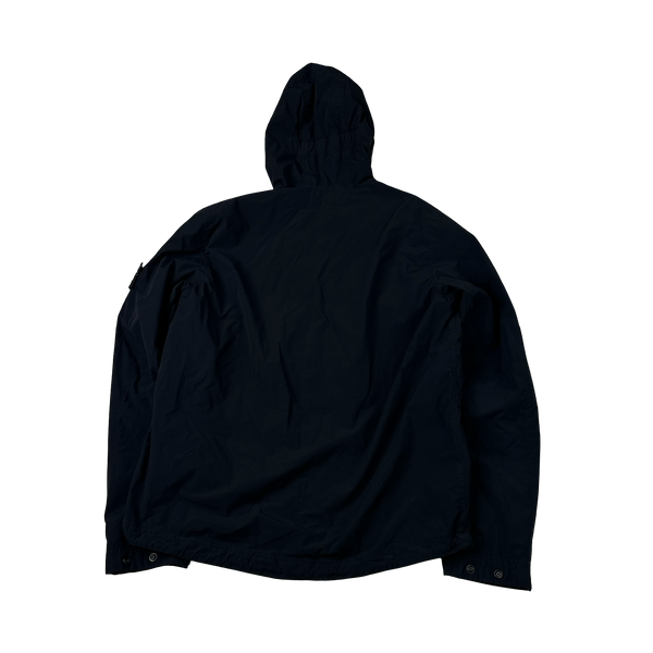 Stone Island 2021 Black Skin Touch Nylon Hooded Jacket - Small