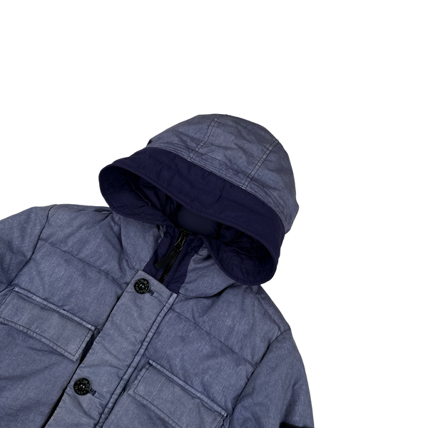 Stone Island Purple Lino Resinato Down-TC Puffer Jacket - Small