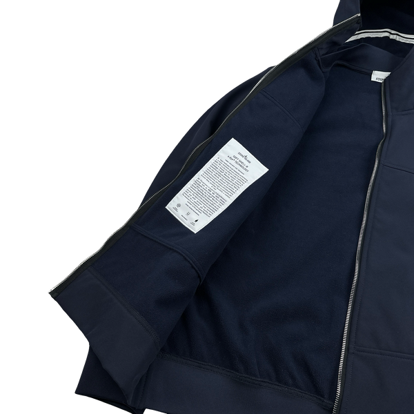 Stone Island 2021 Navy Soft Shell E Dye Hooded Jacket - Large
