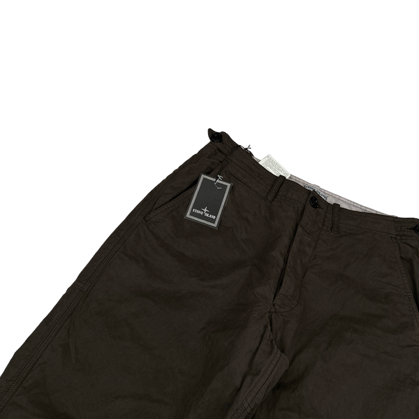 Stone Island 2005 Brown Cotton Blend Belt Patch Trousers - 30"