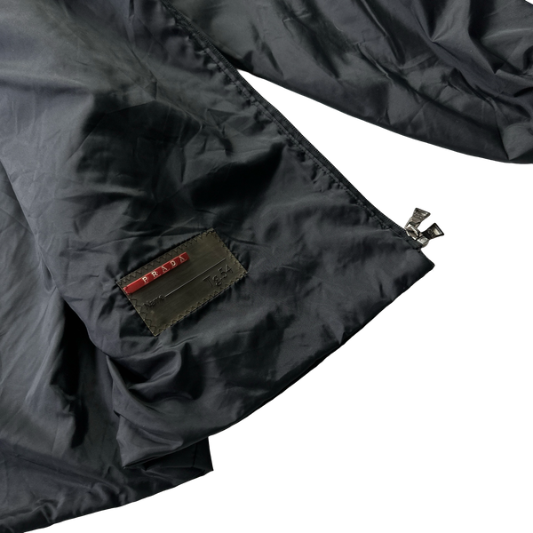 Prada Black Nylon Down Padded Bomber Jacket - XXL