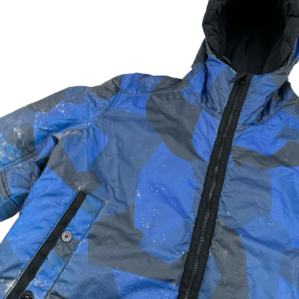 Stone Island 2012 Blue Fleece Lined Camo Reflective Jacket - Large