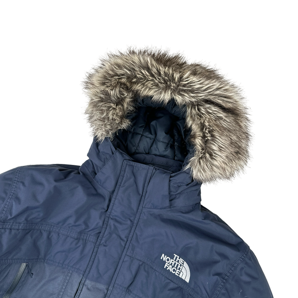 North Face Navy Hyvent McMurdo Down Filled Long Parka Jacket - Large