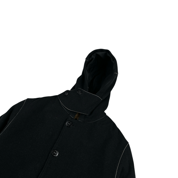Stone Island 2002 Navy Contrast Seam Wool Quilted Dual Layer Jacket - Medium