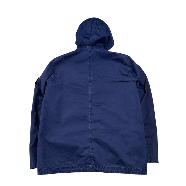 Stone Island 2018 Blue Hooded Cotton Overshirt Jacket - Large