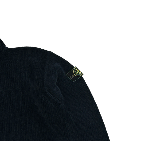 Stone Island Vintage 1995 Navy Chenille Knit Vintage Roll Neck - Medium