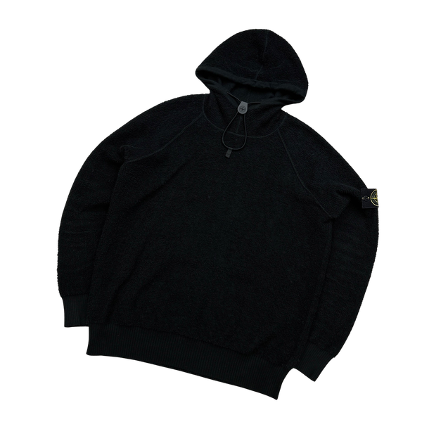 Stone Island 2018 Black Terry Cotton Fleece Hooded Jumper Large Mat s Island