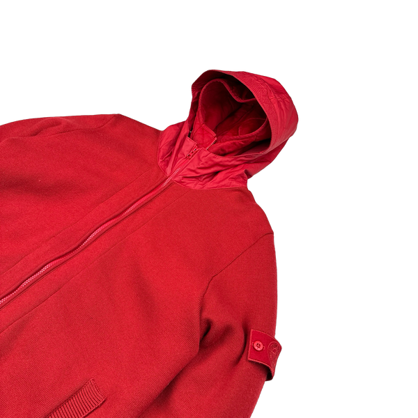 Stone Island 2013 Red Ghost Piece Mussola Gommta Hood Wool Dutch Rope Jacket - Large