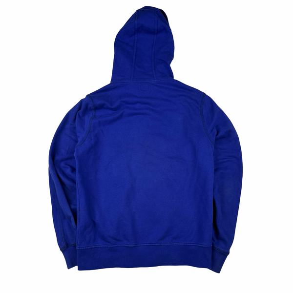 CP Company Blue Cotton Goggle Hoodie - Large