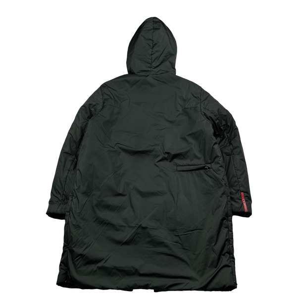 Prada Dark Green Nylon Padded Long Jacket - XXL