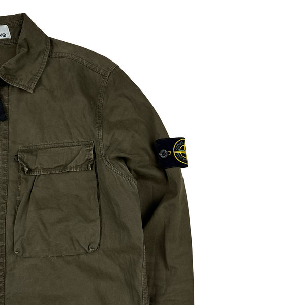 Stone Island 2018 Khaki Cotton Zipped Overshirt - Small