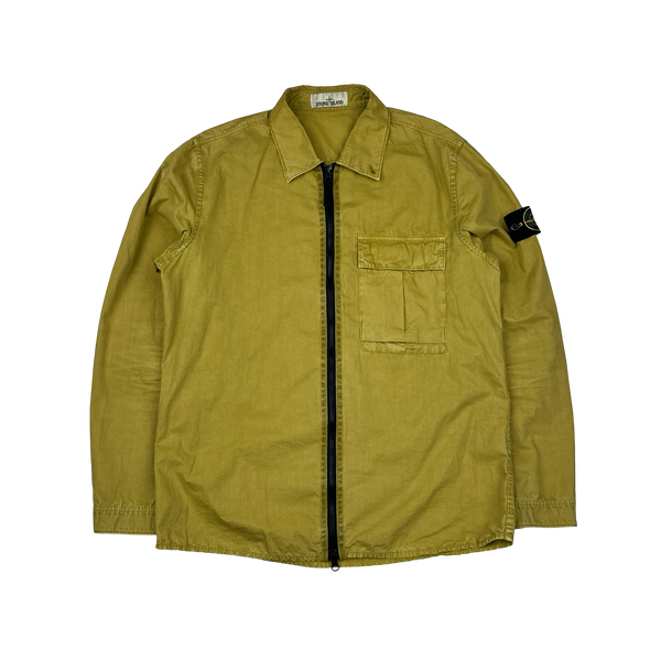 Stone Island 2019 Yellow Brushed Cotton Overshirt - Large