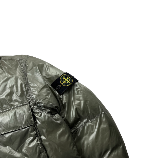 Stone Island Grey Pertex Quantum Y Down Puffer Jacket - Small