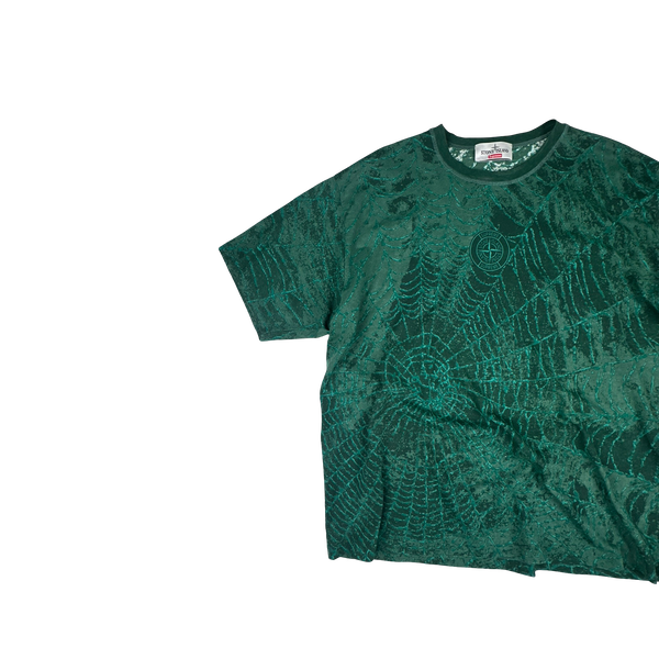 Stone Island x Supreme 2023 Green Spiderweb T Shirt - XL