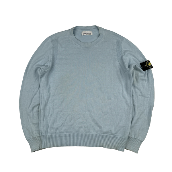 Stone Island 2021 Baby Blue Knit Crewneck Sweatshirt - Medium