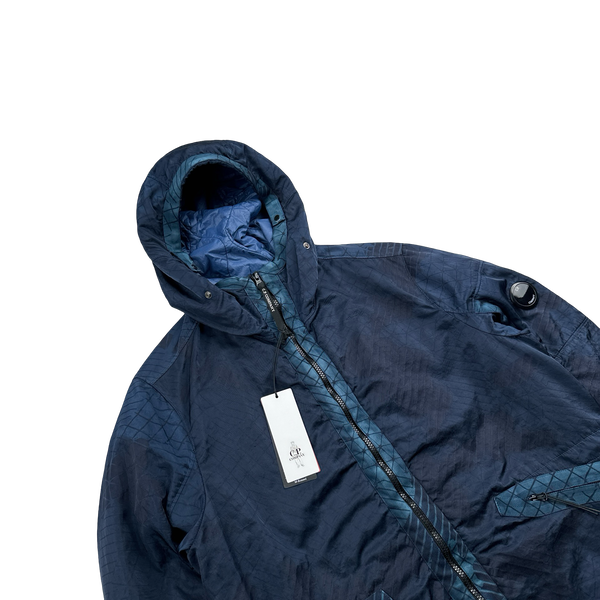 CP Company Blue M Bossed Hooded Jacket - Large