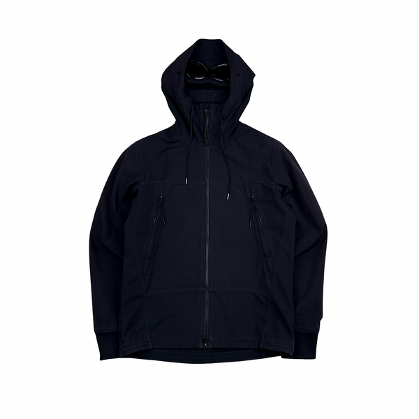 CP Company Navy Soft Shell Goggle Hooded Zipped Jacket - Small