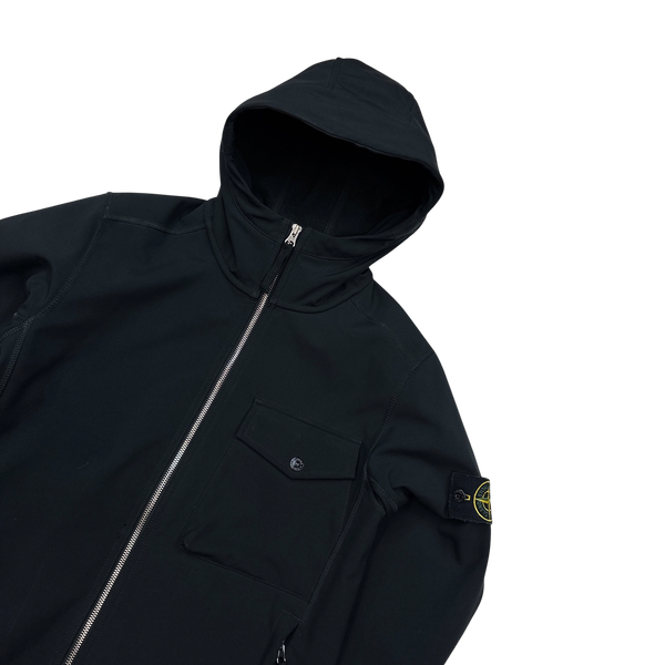Stone Island Black Hooded Soft Shell Jacket - Small
