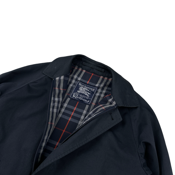 Burberry Nova Check Lined Navy Harrington Jacket - Small
