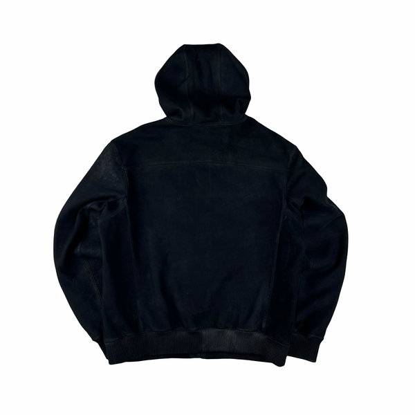 Ralph Lauren Purple Label Smokey Black Lambs Leather Hooded Jacket - XL