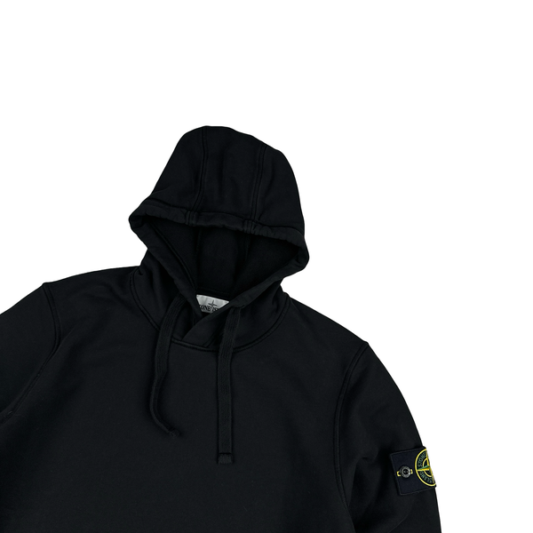 Stone Island 2020 Black Cotton Pullover Hoodie - Small