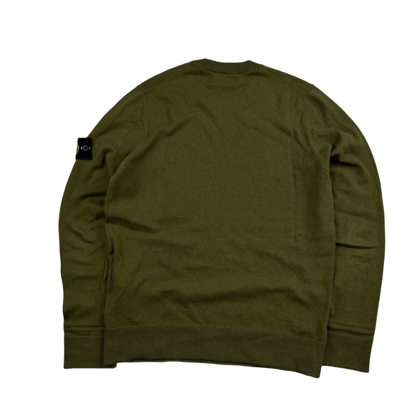Stone Island 2021 Khaki Knit Crewneck Sweatshirt - Small