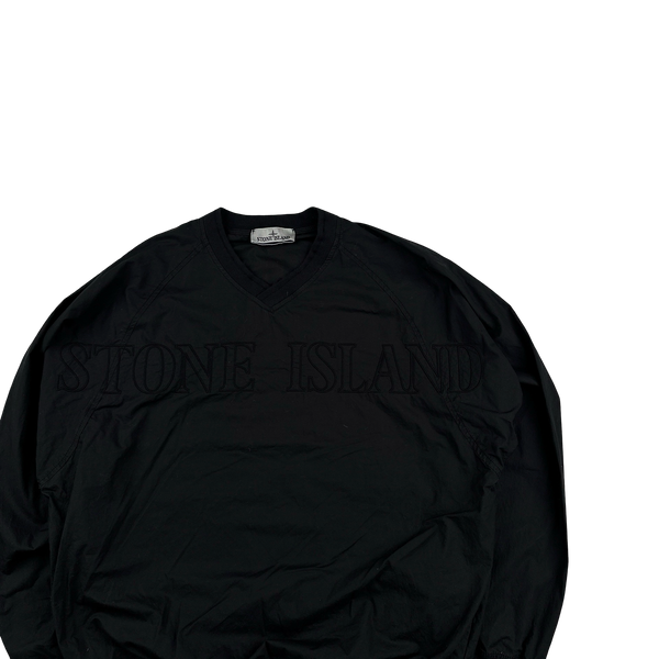Stone Island 2023 Black Light Cotton Tela Spellout Pullover - Medium