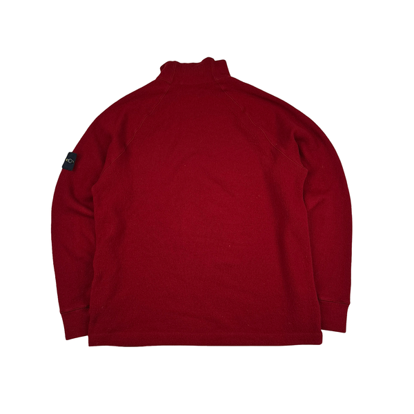 Stone Island Red Wool Blend 2004 Vintage Pullover Jumper - Large