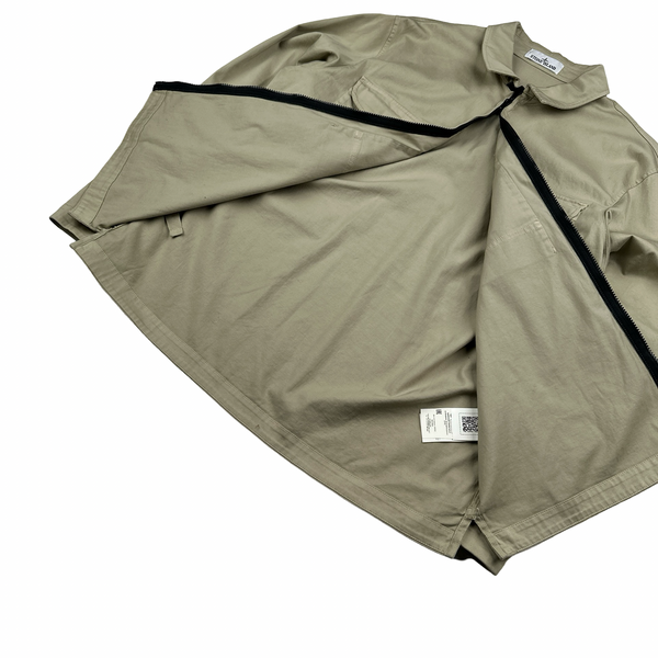 Stone Island 2024 Beige Zipped Cotton Overshirt - XXL