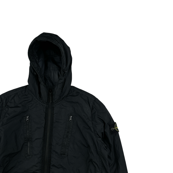 Stone Island 2022 Black Crinkle R-NY Garment Dyed Jacket - Medium