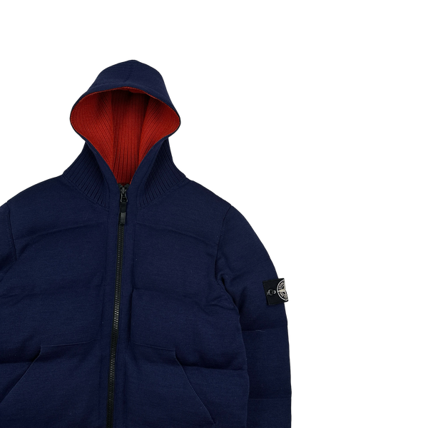 Stone Island 2014 Dark Blue Multi Knit Down Bag Jacket - Medium