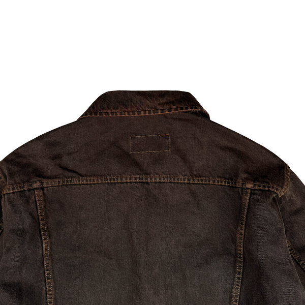 Valentino Brown Faded Denim Multi Pocket Collared Jacket  - XL