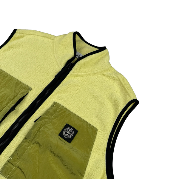 Stone Island 2017 Yellow Cotton Fleece Nylon Metal Pocket Gilet - XXL