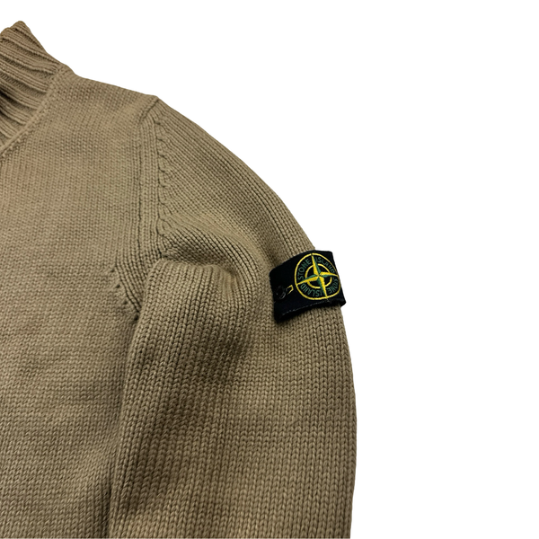 Stone Island 2005 Beige Wool High Neck Zipped Jumper - XL