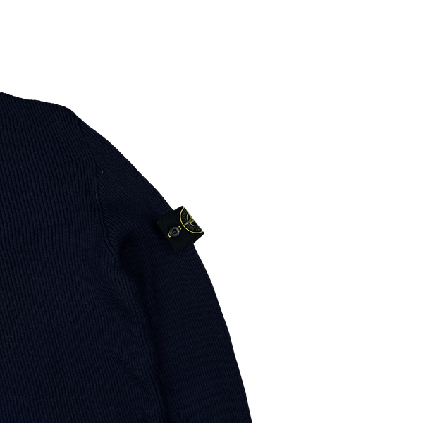 Stone Island 2020 Navy Ribbed Wool Roll Neck - Large