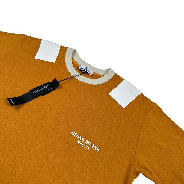 Stone Island 2023 Orange Marina Spellout Painted T-Shirt - Large
